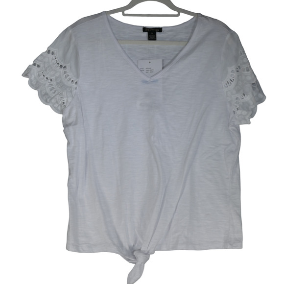 NEW By Design White T Shirt Womens Size XL Tee Active Lightweight Crochet Sleeve - Picture 1 of 9